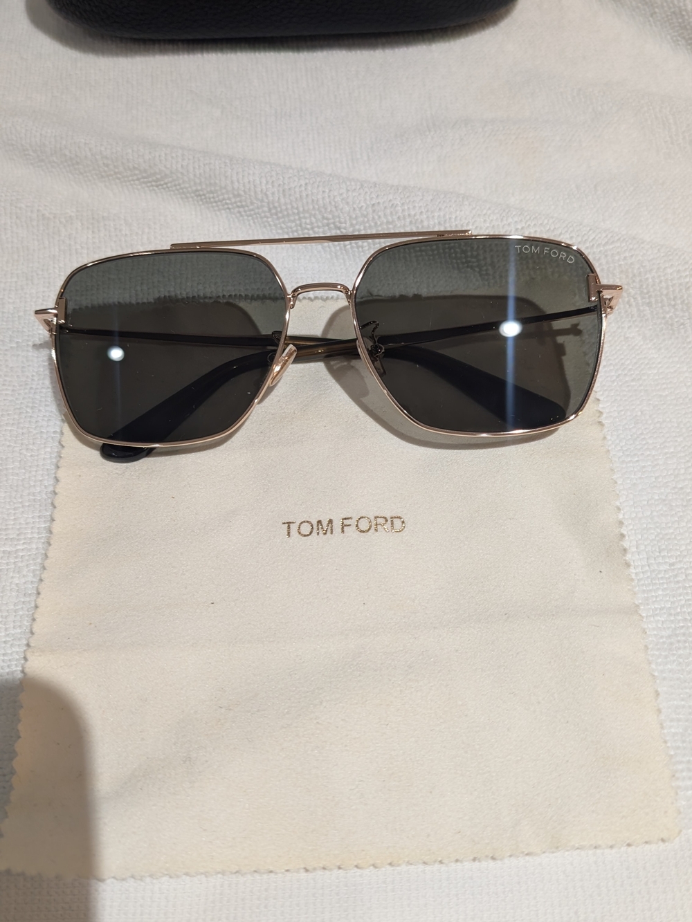 Tom Ford Men's Rose Gold Metal Frame Sunglasses with Dark Gray Lenses